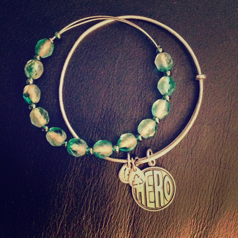 Beaded Alex and Ani Silver Bracelet